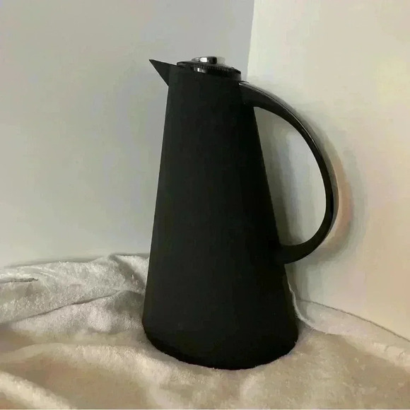 Vtg Corning Thermique Carafe Coffee Thermos Modern Space-Age Design Matte Black - Picture 1 of 6